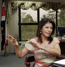 DIFFICULT TO PROSECUTE: Laura Chinchilla, Costa Rica's vice president and justice minister, explains that someone would have to break Costa Rica's laws in order to be extradited to the United States.