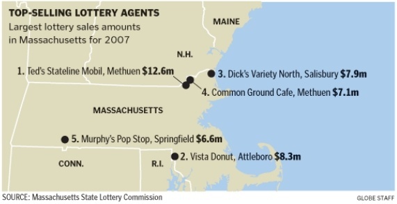 Top-selling lottery agents in Massachusetts for 2007