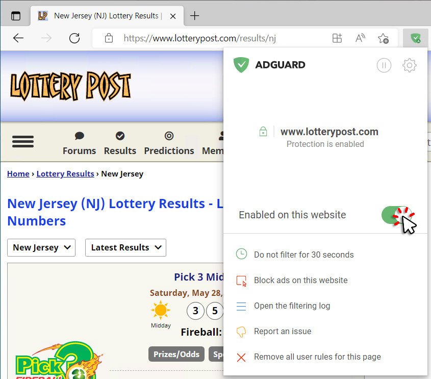 whitelist tab fora cause adguard