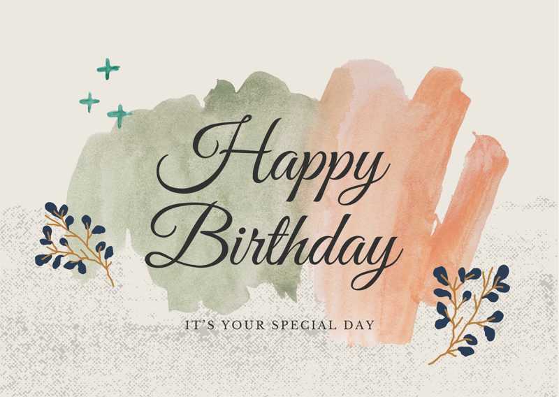 Green And Orange Happy Birthday Card
