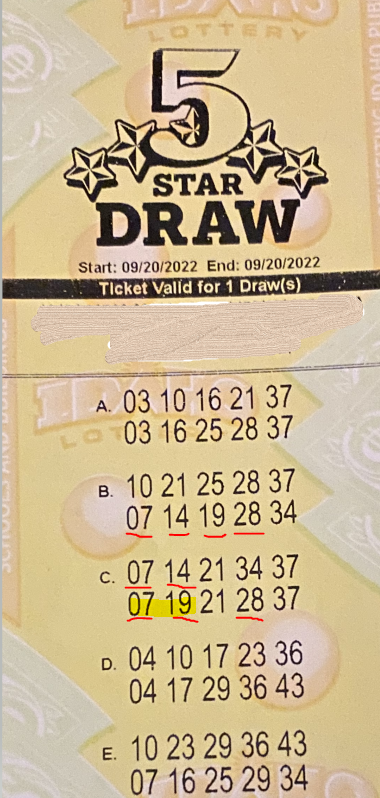 5 Star Draw, Idaho Lottery, ThatScaryChick, Winning Ticket