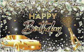Amazon.com : Funnytree Money Birthday Backdrop Dollar Bill Diamond Bday Party Black and Gold Car Champagne Background Supplies Banner Cake Table Decor Props Gifts Photobooth : Electronics
