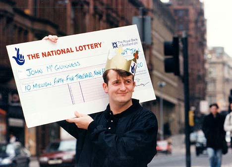 Hospital porter John McGuinness won a £10 million lottery jackpot.