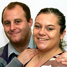 Lucky winners: Luke and Emma splashed out on a lavish wedding with their winnings.
